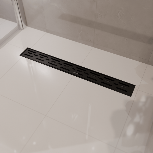 Caniveau de douche en acier inoxydable finition noir mat - 80 cm - DS CONCEPT