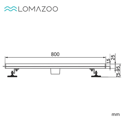 Caniveau de douche en acier inoxydable brossé - 80 cm - DS CONCEPT