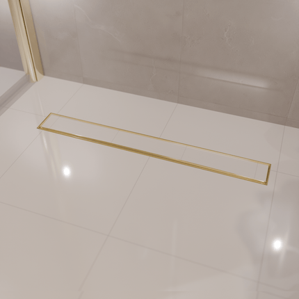 Caniveau de douche en acier inoxydable avec grille réversible - Or - 80 cm - DS CONCEPT