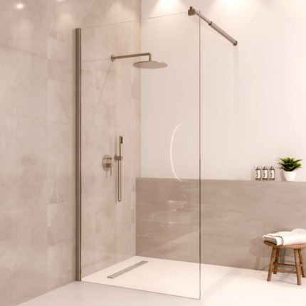Paroi de douche avec revêtement Nano - Chrome - 100 cm - Lima