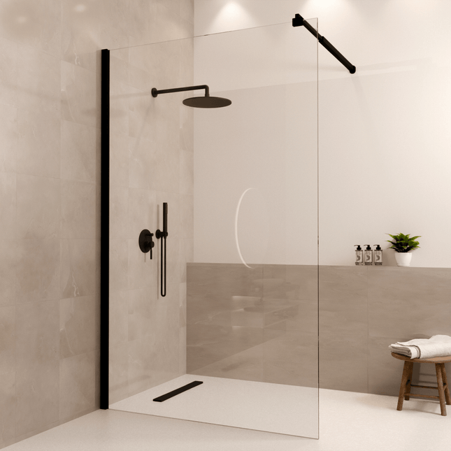 Paroi de douche à l’italienne avec traitement Nano - Noir mat - 120 cm - Lima