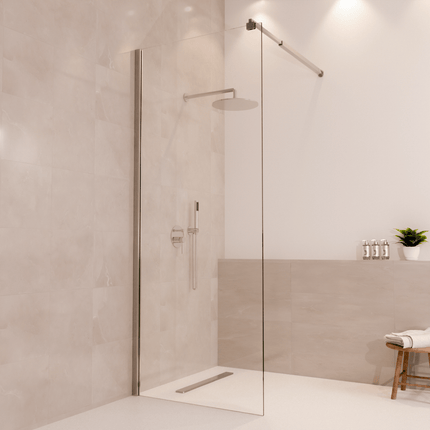 Paroi de douche avec revêtement Nano - Chrome - 80 cm - Lima
