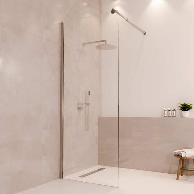 Paroi de douche avec revêtement Nano - Chrome - 80 cm - Lima