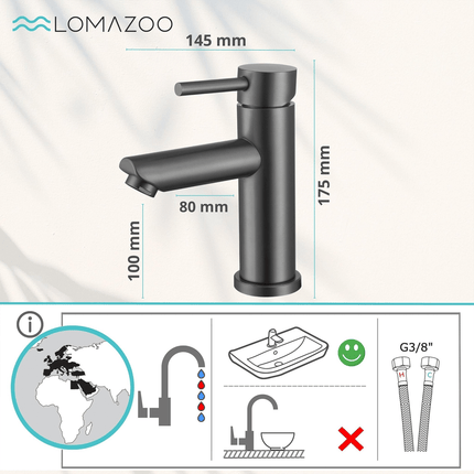 Mitigeur de lavabo finition gun metal - Evelyn