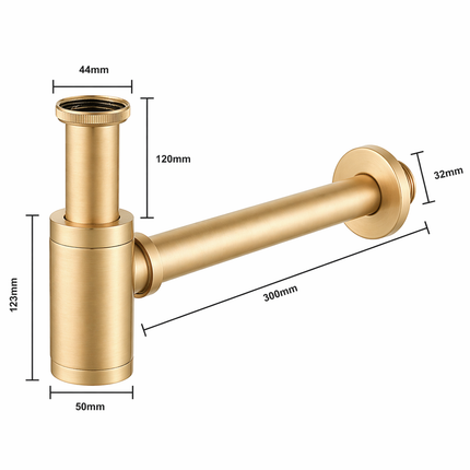 Siphon de lavabo design moderne avec finition dorée - Or - 4,4 cm - DS CONCEPT