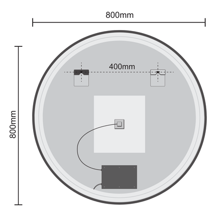 Miroir salle de bain LED avec fonction anti-buée - Noir - 80 cm - FLORENCE