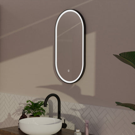Miroir de salle de bains éclairé LED avec fonction anti-buée - 40 x 70 cm - Frankfurt