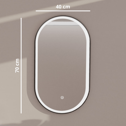 Miroir de salle de bains éclairé LED avec fonction anti-buée - 40 x 70 cm - Frankfurt