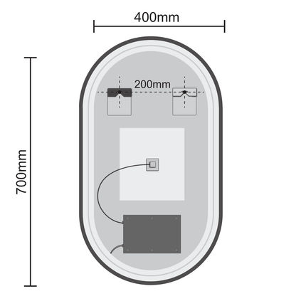 Miroir de salle de bains éclairé LED avec fonction anti-buée - 40 x 70 cm - Frankfurt