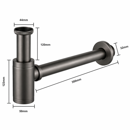 Siphon lavabo finition Gun Metal - 4,4 cm - DS CONCEPT