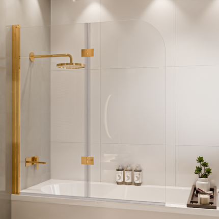 Pare-baignoire pliable avec revêtement Nano - Or brillant - 120 cm - Caracas