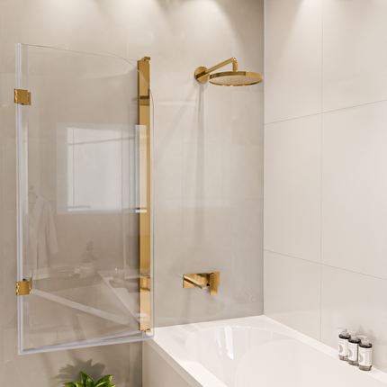 Pare-baignoire pliable avec revêtement Nano - Or brillant - 120 cm - Caracas