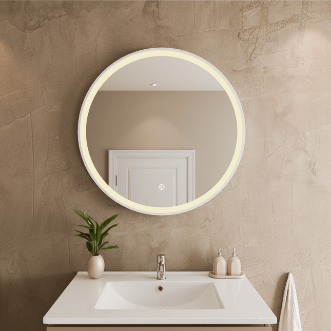 Miroir de salle de bain avec éclairage LED intégré - blanc - 70 cm - Helsinki
