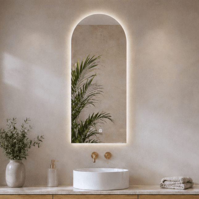 Miroir salle de bains design arc avec éclairage LED réglable - 45 cm - Tunis