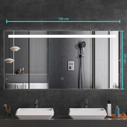 Miroir de salle de bain LED avec fonction anti-buée - 120 cm - HOUSTON