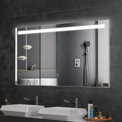 Miroir de salle de bain LED avec fonction anti-buée - 120 cm - HOUSTON
