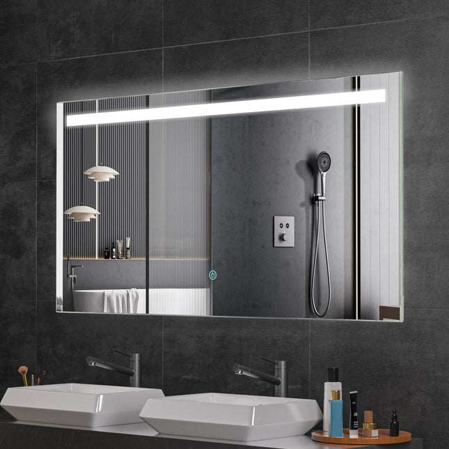 Miroir de salle de bain LED avec fonction anti-buée - 120 cm - HOUSTON