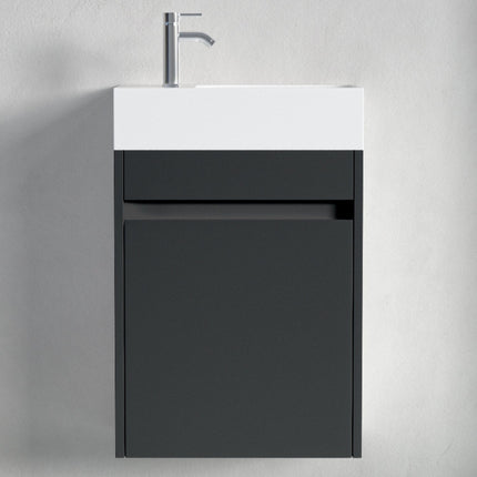Meuble WC suspendu design compact avec vasque blanche - noir - 40 cm - Ibiza