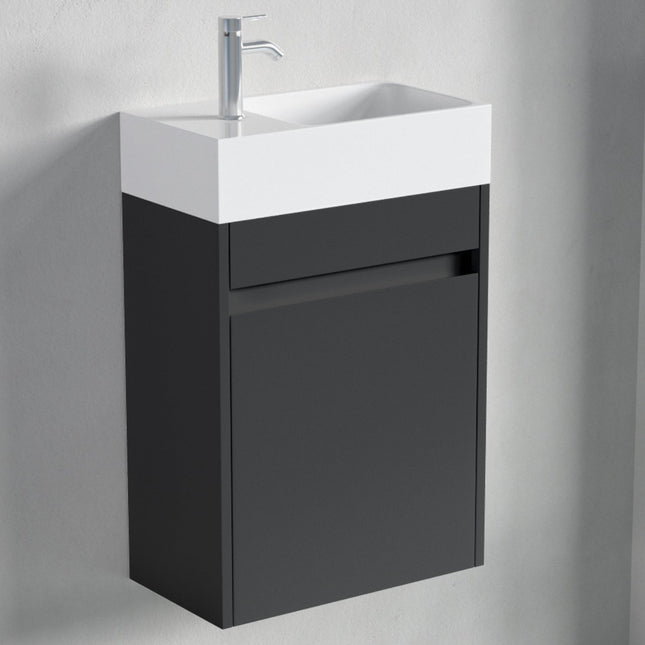 Meuble WC suspendu design compact avec vasque blanche - noir - 40 cm - Ibiza