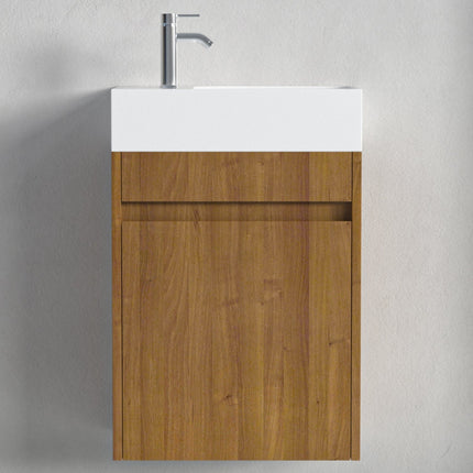 Meuble WC suspendu chêne chaud avec vasque blanche - 40 cm - Ibiza