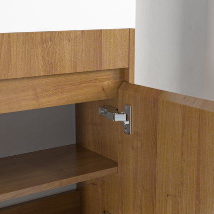 Meuble WC suspendu chêne chaud avec vasque blanche - 40 cm - Ibiza