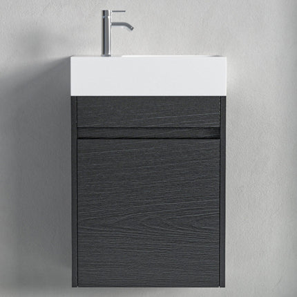 Meuble de toilette suspendu design avec vasque blanche - Chêne noir - 40 cm - Ibiza