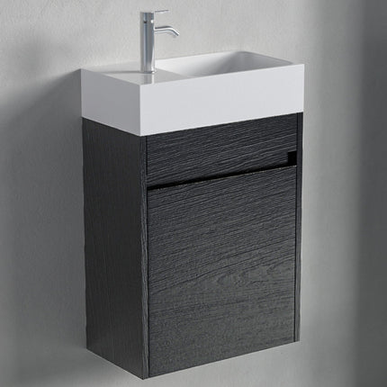 Meuble de toilette suspendu design avec vasque blanche - Chêne noir - 40 cm - Ibiza