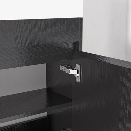 Meuble de toilette suspendu design avec vasque blanche - Chêne noir - 40 cm - Ibiza