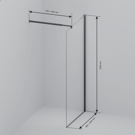 Paroi de douche à l’italienne avec verre fumé et revêtement Nano - Noir - 100 cm - Lima