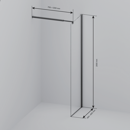 Paroi de douche avec verre fumé et revêtement nano - Noir - 60 cm - Lima