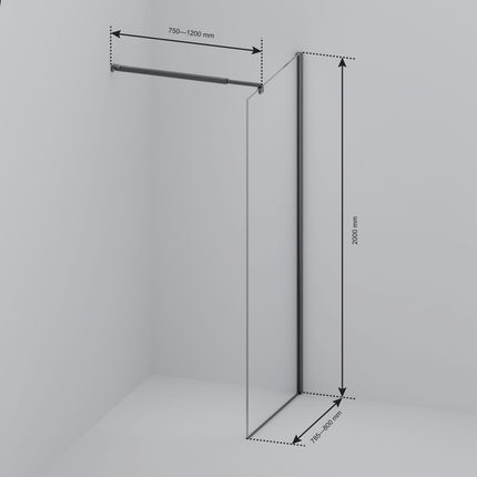 Paroi de douche à l’italienne avec traitement Nano - Noir mat - 80 x 200 cm - Lima