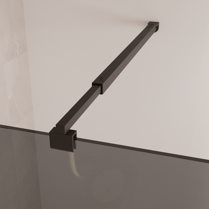 Paroi de douche design en verre fumé rayé avec profilé aluminium noir - Noir - 100 x 200 cm - Tacna