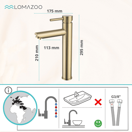 Robinet de lavabo doré avec vasque à poser - Kandy