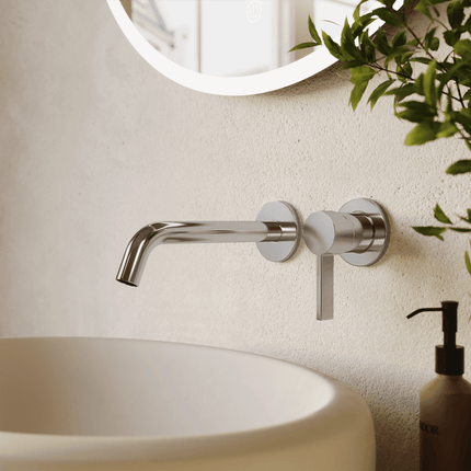 Mitigeur lavabo encastré design épuré avec vasque - chromé - KEPLER