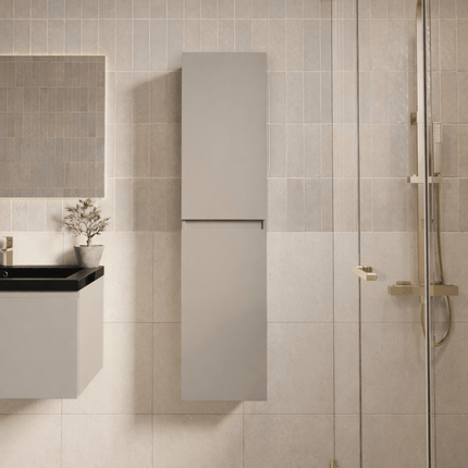 Ensemble meuble de salle de bain suspendu finition greige avec vasque noire - 80 cm - Sorrento
