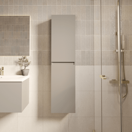 Meuble de salle de bain suspendu finition greige avec vasque blanche - 100 cm - SORRENTO