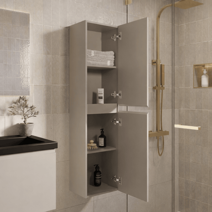 Ensemble meuble de salle de bain suspendu finition greige avec vasque noire - 80 cm - Sorrento