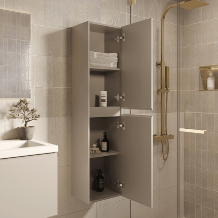 Meuble de salle de bain suspendu finition greige avec vasque blanche - 100 cm - SORRENTO