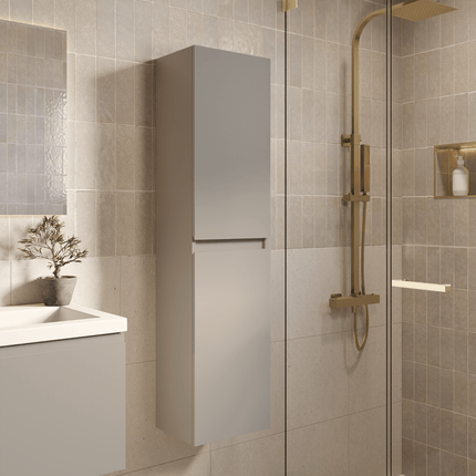 Ensemble meuble de salle de bain suspendu avec vasque blanche - Greige - 80 cm - SORRENTO