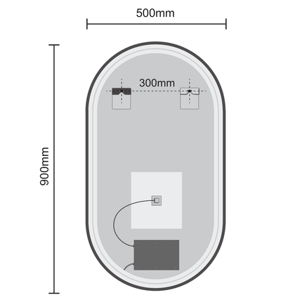 Miroir de salle de bains LED avec éclairage réglable - 50 x 90 cm - Leipzig