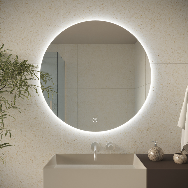 Miroir de salle de bains avec éclairage LED et fonction anti-buée - 70 cm - Atlanta