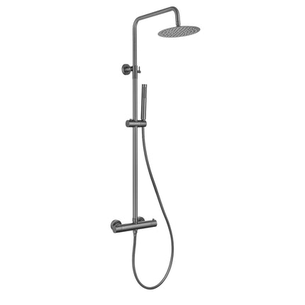 Douche pluie avec mitigeur thermostatique et douchette main - Gun Metal - Lynn