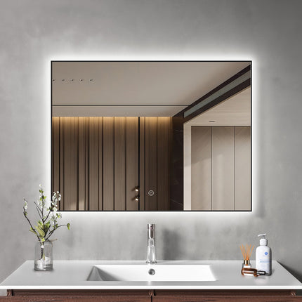 Miroir LED avec fonction anti-buée - 80 x 60 cm - LYON