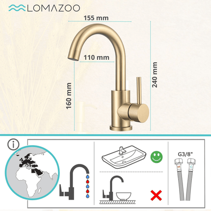 Robinet de lavabo finition dorée - DS CONCEPT Lysa