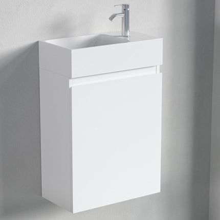 Meuble suspendu blanc brillant avec vasque blanche - 40 cm - MALIBU