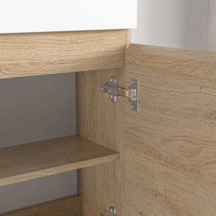 Meuble WC suspendu avec vasque blanche intégrée - Chêne - 40 cm - Malibu