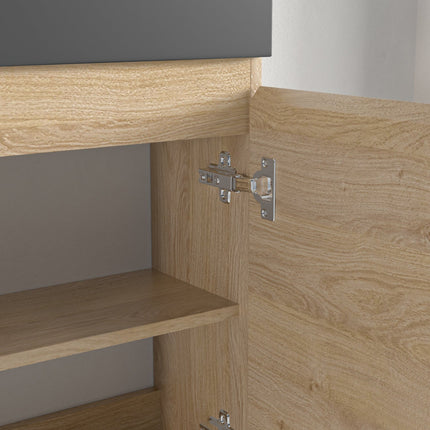 Meuble suspendu design avec vasque noire intégrée - Noir - 40 cm - Malibu Clair Chêne