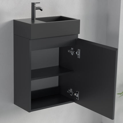 Meuble WC suspendu avec vasque intégrée - noir - 40 cm - Malibu