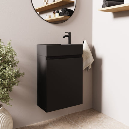 Meuble WC suspendu avec vasque intégrée - noir - 40 cm - Malibu