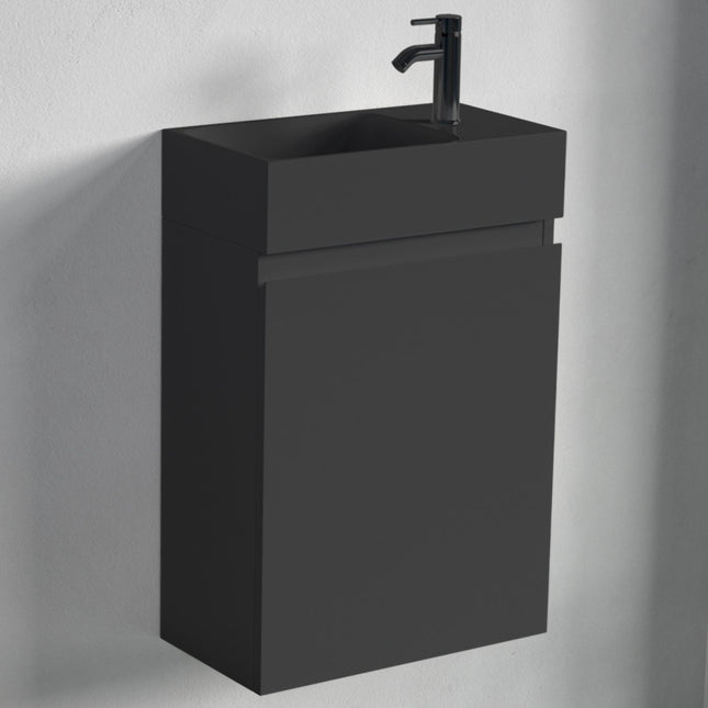 Meuble WC suspendu avec vasque intégrée - noir - 40 cm - Malibu